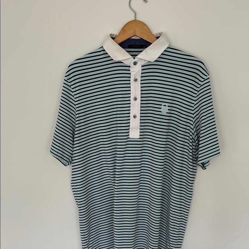 Men's Striped Polo Shirt - Black and White (Greyson brand) XL